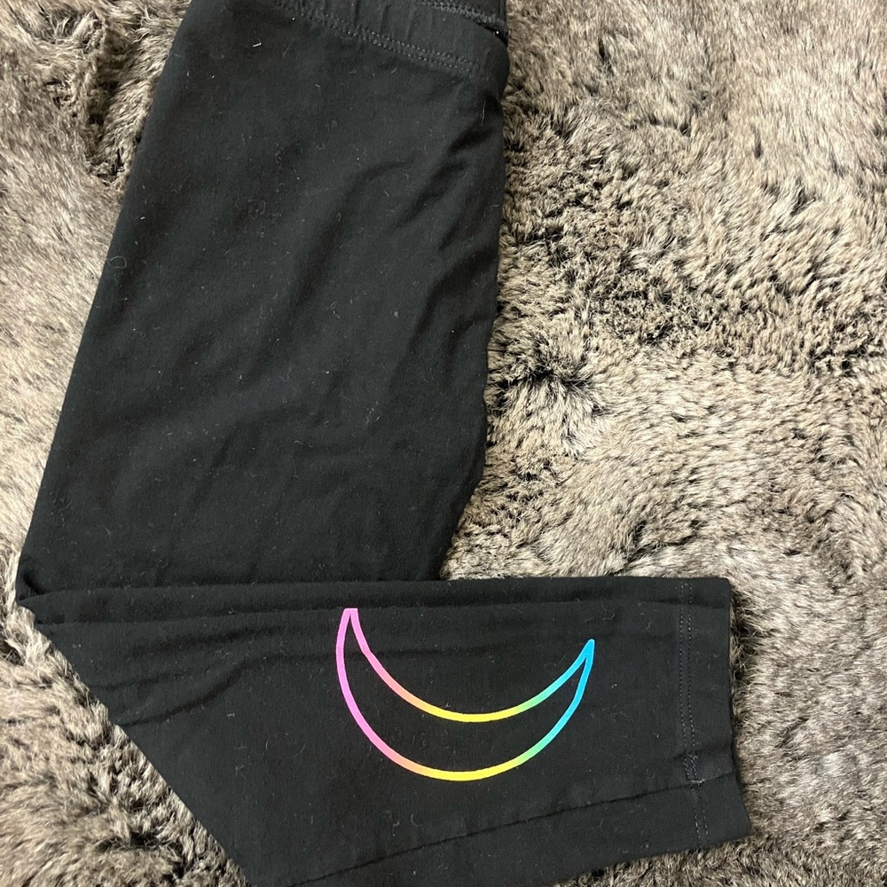 Kids Black Leggings with Rainbow Detail